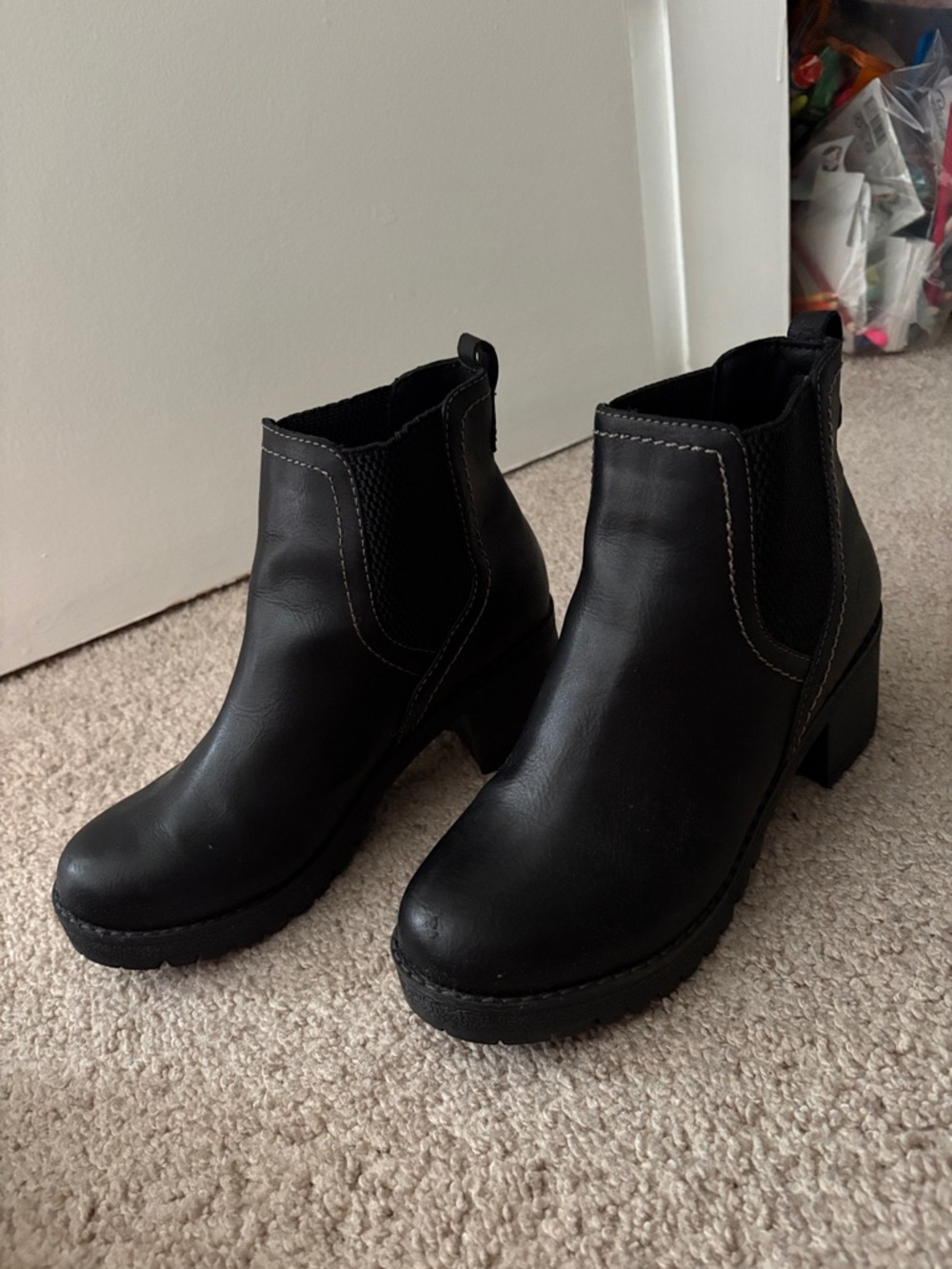 Black Women's Chelsea Platform Ankle Boots